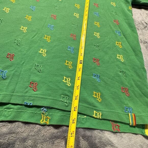 Vintage COOGI Sz XL Polo Shirt Y2K 90s Retro Embroidered Logo All Over Green - Picture 13 of 15